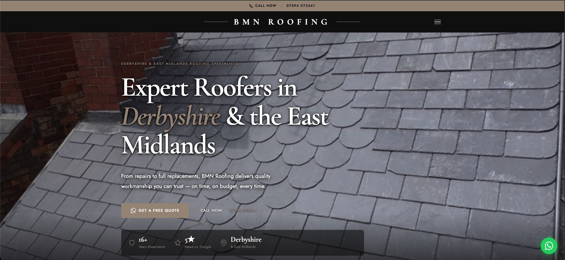BMN Roofing website built by InveraWebDesigns