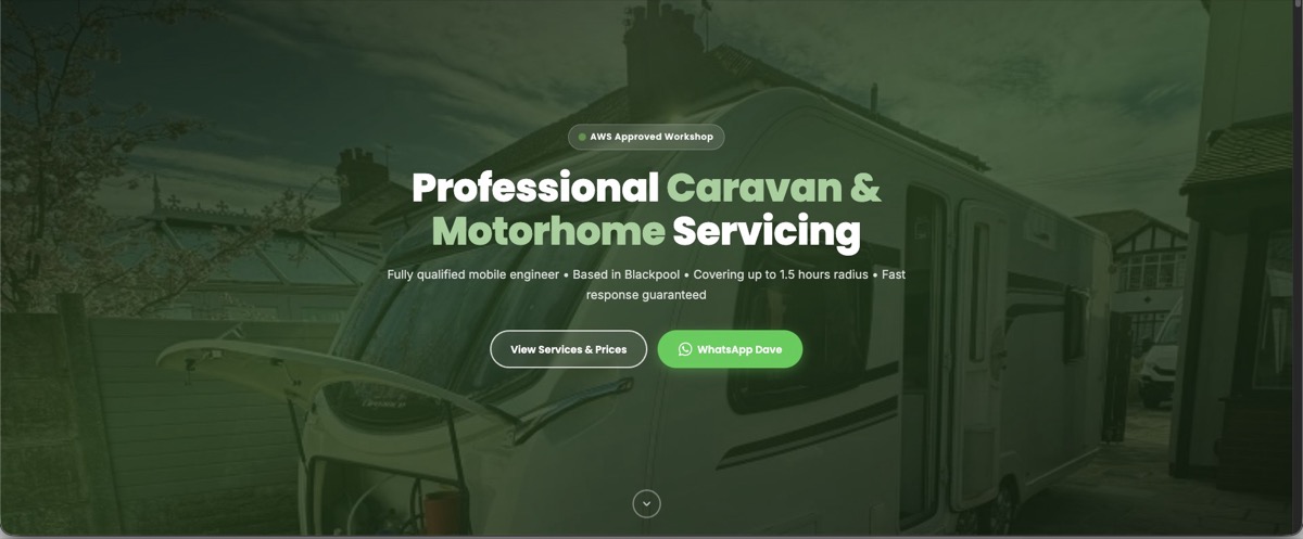 DLC Caravan Servicing website built by InveraWebDesigns