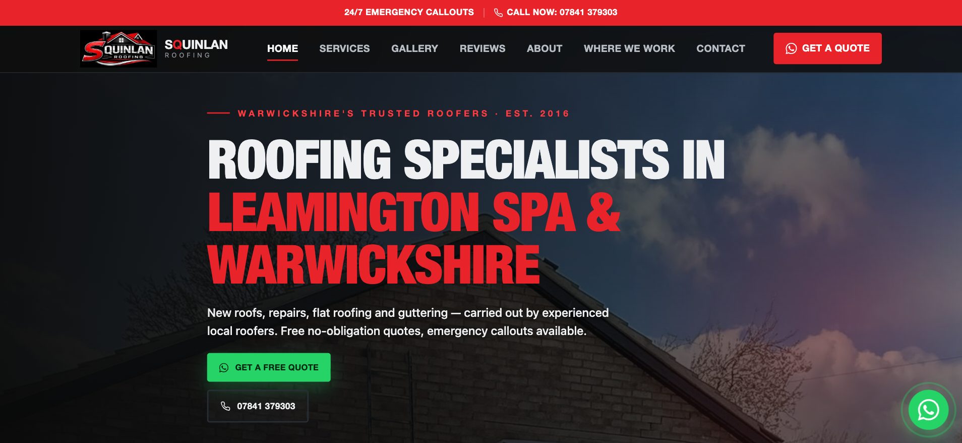 S Quinlan Roofing website built by InveraWebDesigns